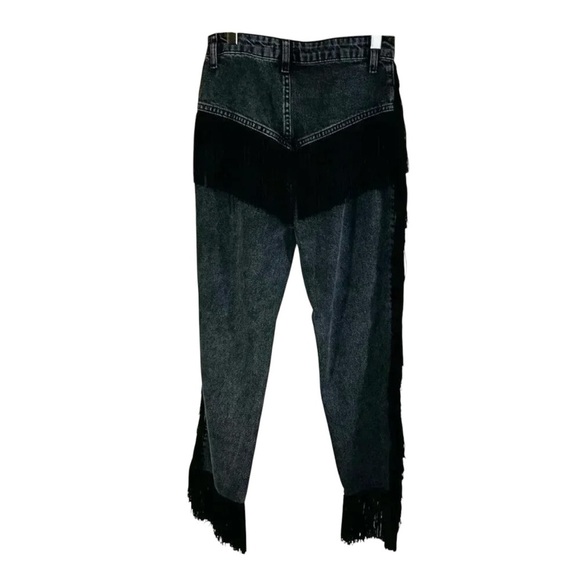2/$30 Nasty Gal Collection Size 4 Fringe Stone Wash Black Jeans Western Concert - Picture 1 of 8
